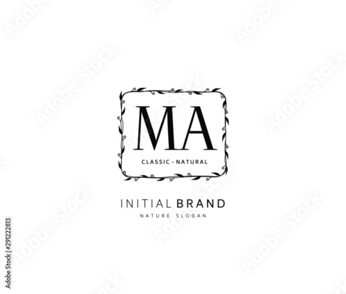 M A MA Beauty vector initial logo, handwriting logo of initial signature, wedding, fashion, jewerly, boutique, floral and botanical with creative template for any company or business.
