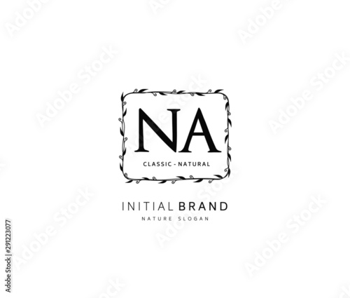 N A NA Beauty vector initial logo, handwriting logo of initial signature, wedding, fashion, jewerly, boutique, floral and botanical with creative template for any company or business.