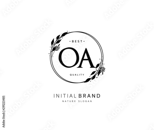 O A OA Beauty vector initial logo, handwriting logo of initial signature, wedding, fashion, jewerly, boutique, floral and botanical with creative template for any company or business.