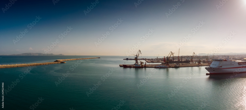 Silhouette of port of Heraklion