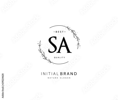 S A SA Beauty vector initial logo, handwriting logo of initial signature, wedding, fashion, jewerly, boutique, floral and botanical with creative template for any company or business.