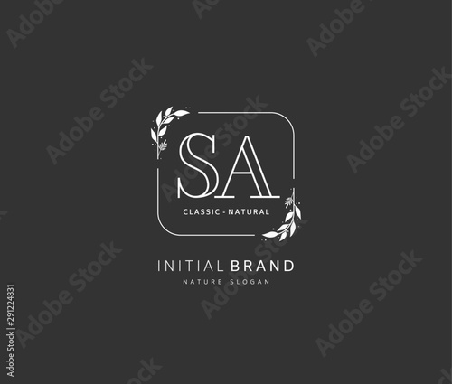 S A SA Beauty vector initial logo, handwriting logo of initial signature, wedding, fashion, jewerly, boutique, floral and botanical with creative template for any company or business.
