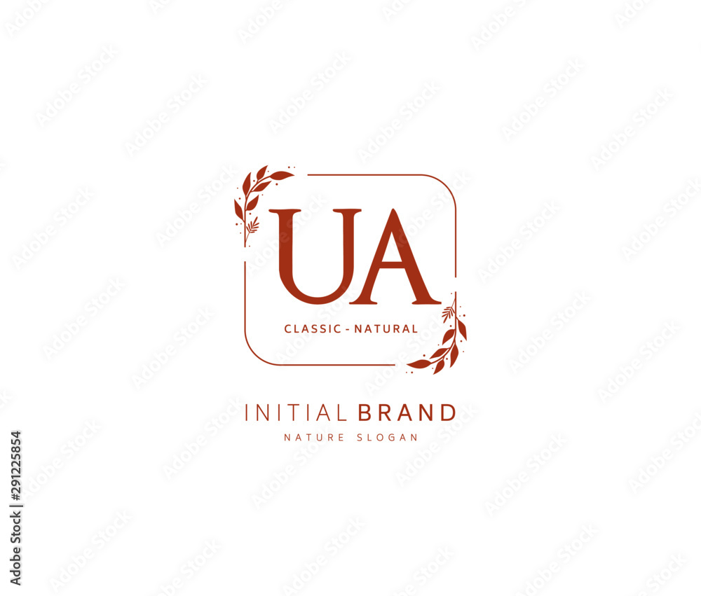 U A UA Beauty vector initial logo, handwriting logo of initial signature, wedding, fashion, jewerly, boutique, floral and botanical with creative template for any company or business.