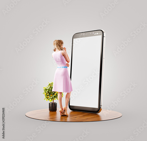 Unusual 3d illustration smart phone application