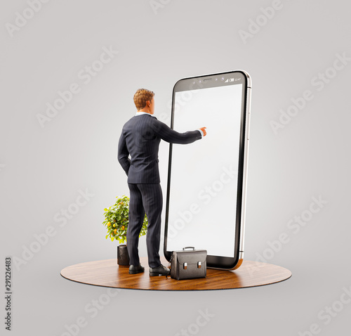Unusual 3d illustration smart phone application