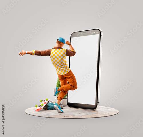 Unusual 3d illustration smart phone application
