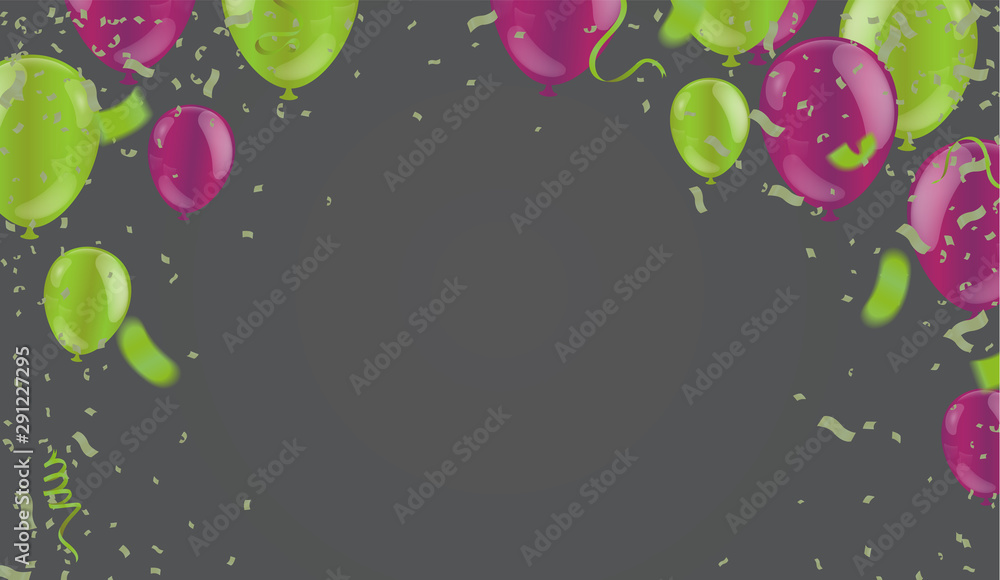 Colorful Happy Birthday. Announcement with balloon header background