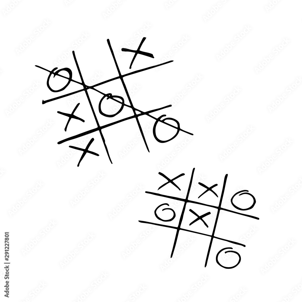 Tic Tac Toe Jogo Desenhado à Mão Num Vetor Com Textura De Papel Branco  Ilustração do Vetor - Ilustração de desafio, grade: 166490670