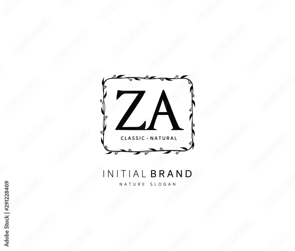 Fototapeta premium Z A ZA Beauty vector initial logo, handwriting logo of initial signature, wedding, fashion, jewerly, boutique, floral and botanical with creative template for any company or business.