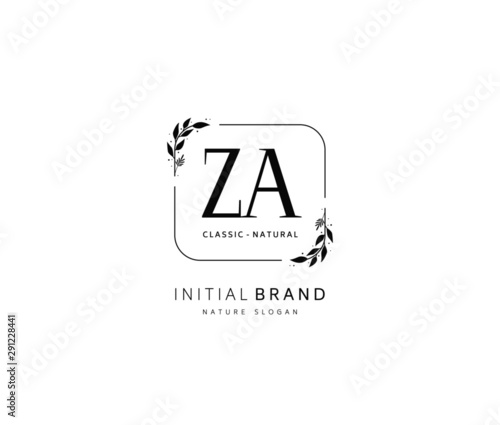 Z A ZA Beauty vector initial logo, handwriting logo of initial signature, wedding, fashion, jewerly, boutique, floral and botanical with creative template for any company or business. photo