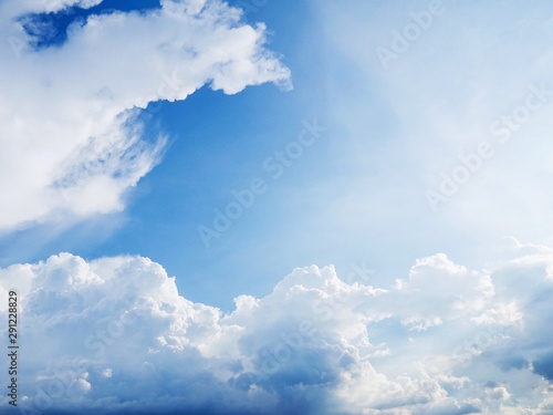 White clouds and blue sky background