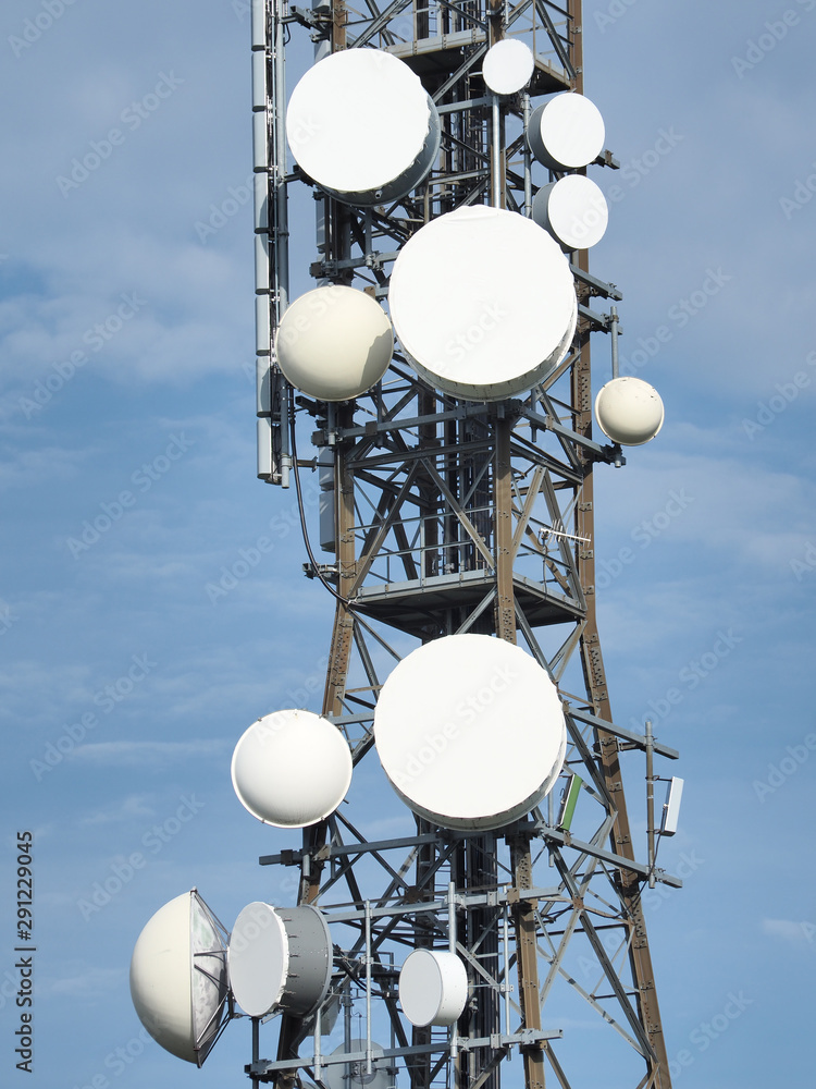 Group of antennas, satellite dishes for television