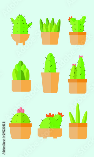 Cartoon Cactus Flat Design Illustration