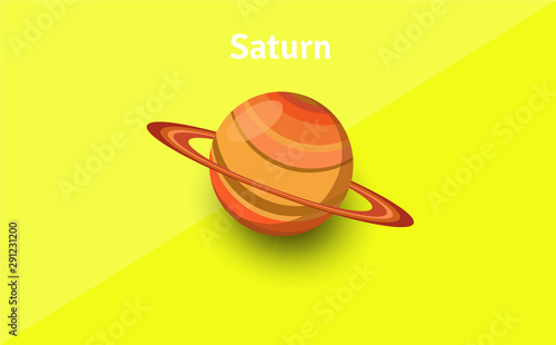 Cute cartoon saturn planet character. Space vector illustration