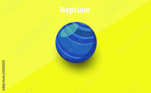 Cute cartoon neptune planet character. Space vector illustration
