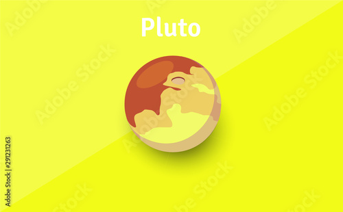 Cute cartoon Pluto planet character. Space vector illustration