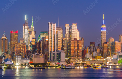 New York City Manhattan midtown buildings skyline at night
