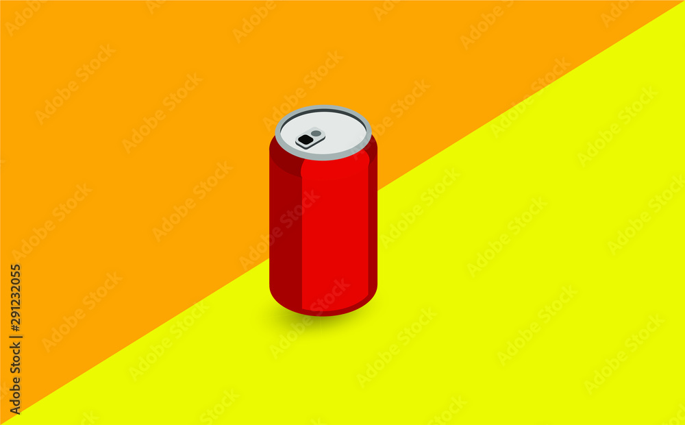 tin box with a shadow on the isolated yellow background.3D. Isometric icon. An element for design. Vector illustration. tin box with a shadow on the isolated yellow background.3D. Isometric icon. An element for design. Vector illustration.