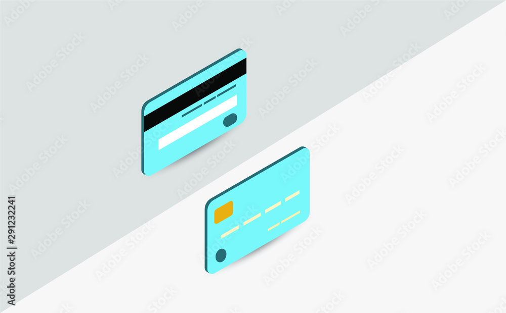 Isometric credit cards. Vector illustration. Flat style. Isometric credit cards. Vector illustration. Flat style.