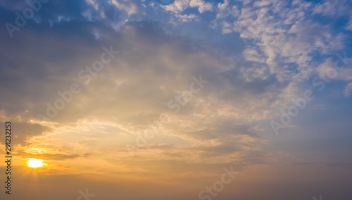 Fototapeta Naklejka Na Ścianę i Meble -  Dramatic sunset and sunrise sky background for image that needs to be change a sky to beautiful, soft focus.