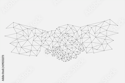 abstract line business handshake on white background