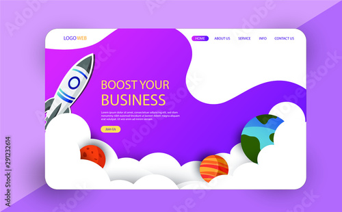 Landing page template of Startup Business. Modern flat design concept of web page design for website and mobile website.Vector illustration
