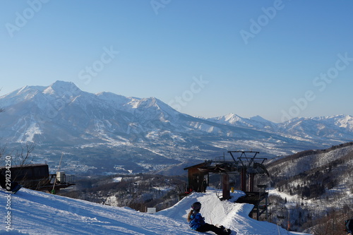 View of big mountain from Madarao ski resort