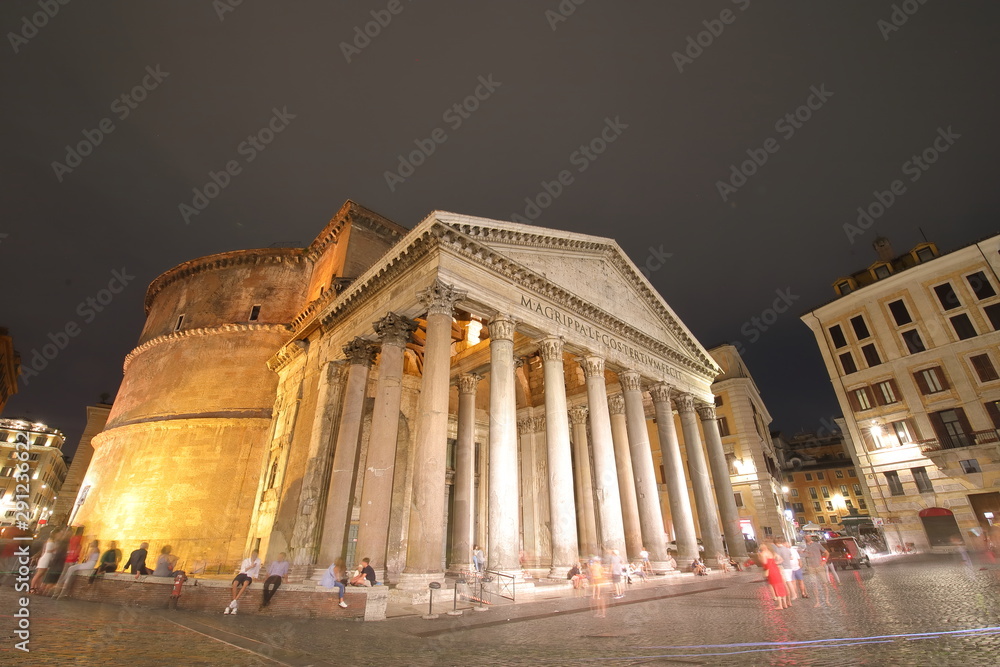 Pantheon temple night cityscape Rome Italy