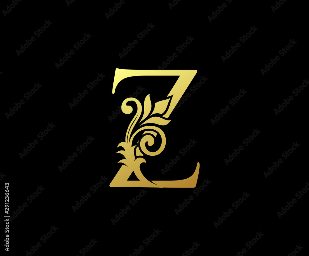 Golden Letter Z Logo Icon . Initial Letter Z Design Vector Luxury ...