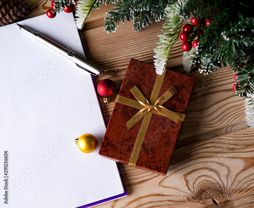 Blank message paper in christmas festive concept