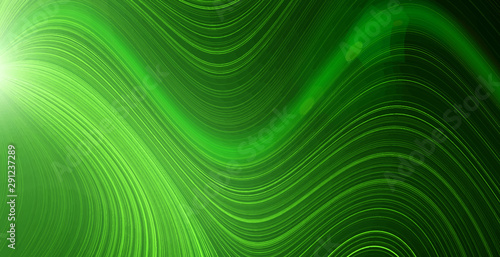 Bright green glow flux effect wavy pattern. Vector illustration