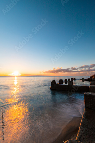 Sunrise view of Coogee beach with the pool on the side. © AlexandraDaryl