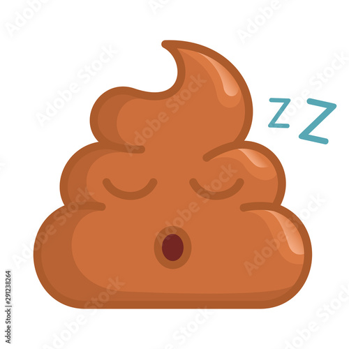 pile of shit, sleeping face emotion. Vector illustration
