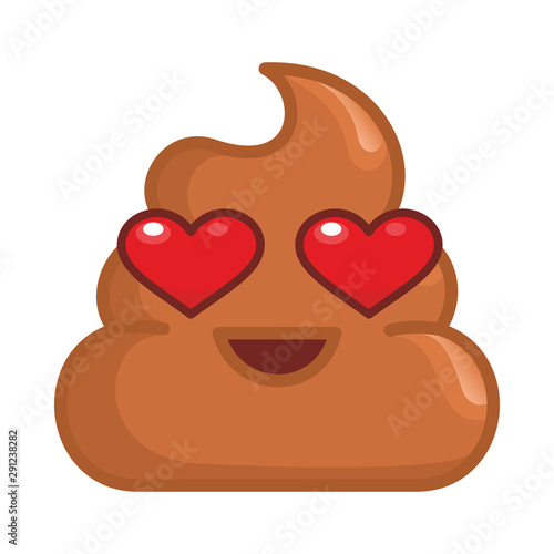 pile of shit with hearts in the eyes. Vector illustration