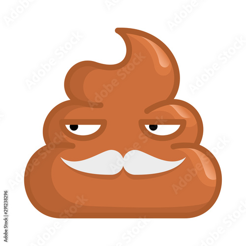 pile of shit with a white mustache. Vector illustration