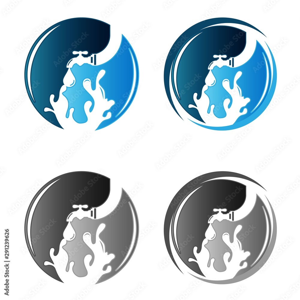 Eco plumbing company logo vector concept. Negative space style logo design Eco plumbing company logo vector concept. Negative space style logo design