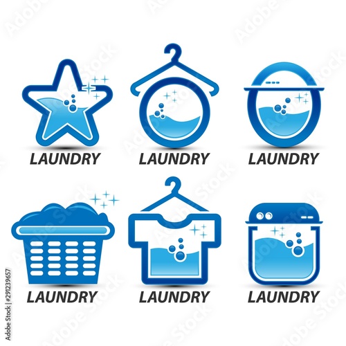 Laundry Logo set Template Design Vector,