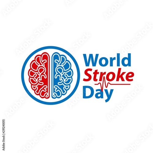 World stroke day design. Vector concept for banners or posters in flat style. Human head in profile view and text template
