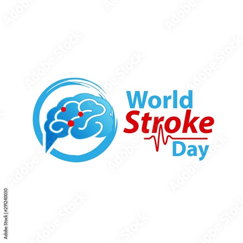 World stroke day design. Vector concept for banners or posters in flat style. Human head in profile view and text template