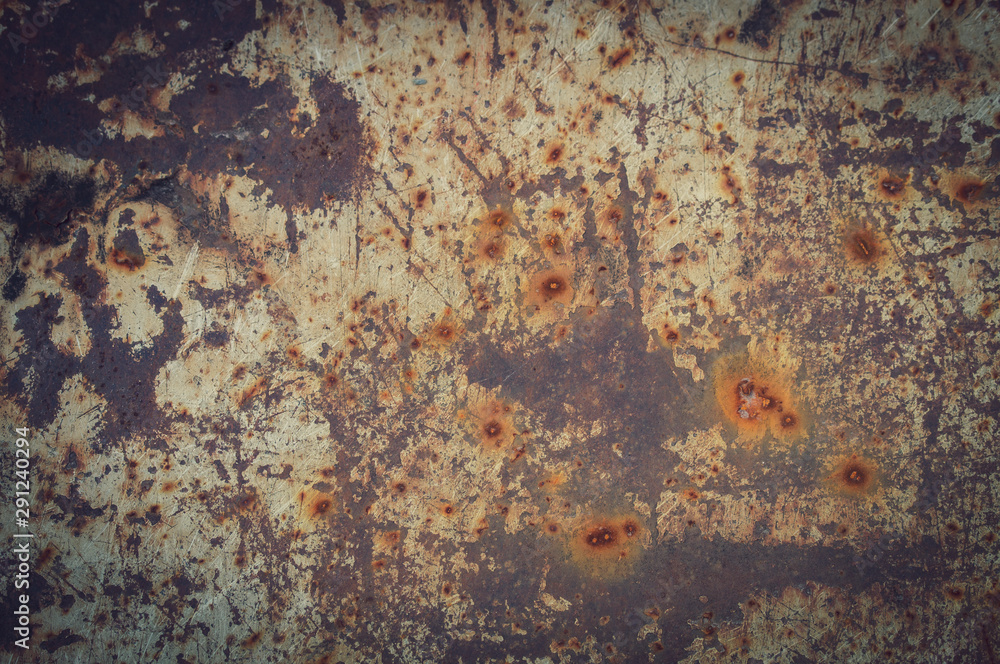 texture of rusty iron sheet, peeling paint on iron sheet, tinted image vignetting texture of rusty iron sheet, peeling paint on iron sheet, tinted image vignetting