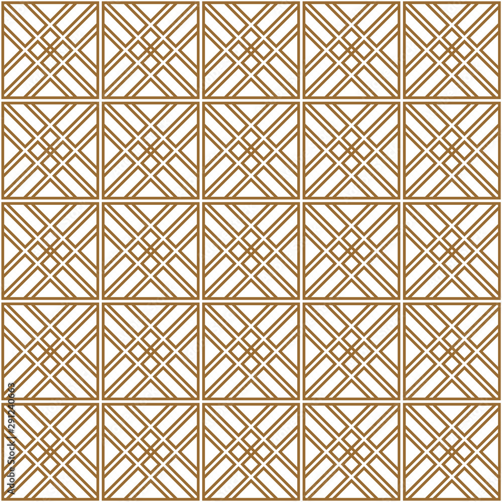 Seamless geometric pattern in golden and white.Japanese style Kumiko. Seamless geometric pattern in golden and white.Japanese style Kumiko.