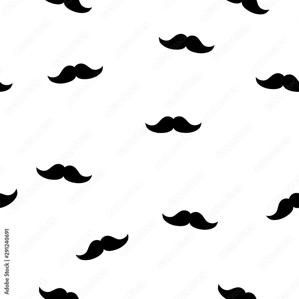 Moustache seamless pattern vector. Random icon isolated on white background Moustache seamless pattern vector. Random icon isolated on white background