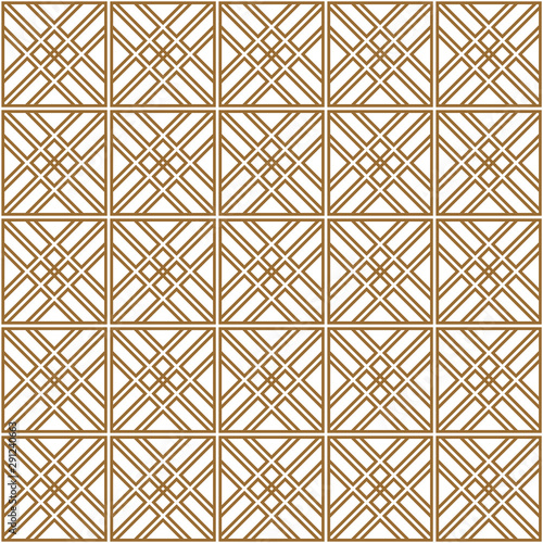 Seamless geometric pattern in golden and white.Japanese style Kumiko.