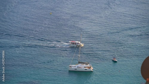 Intensive movement of pleasure boats on the Adriatic Sea near Dubrovnik