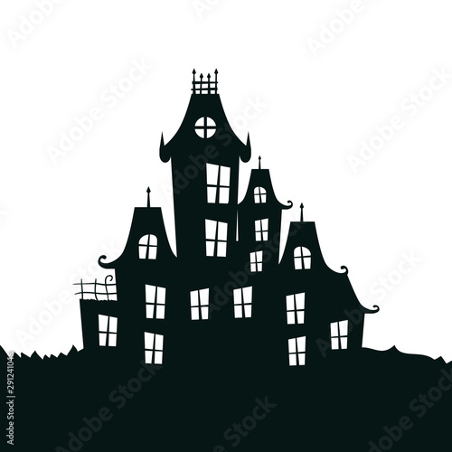 haunted castle halloween isolated icon
