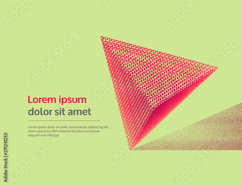 Pyramid consisting of small particles. Cover design template. Object with dots. Molecular grid. 3d vector illustration. Futuristic connection structure for education and science.