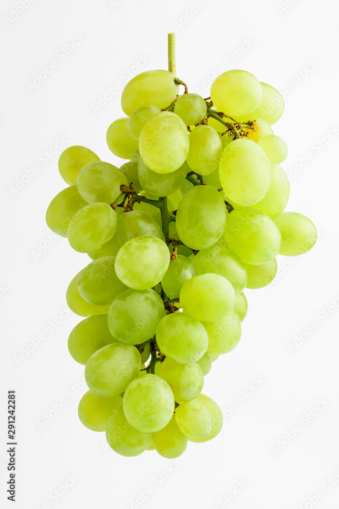 top view of ripe and organic grapes on green Stock Photo by