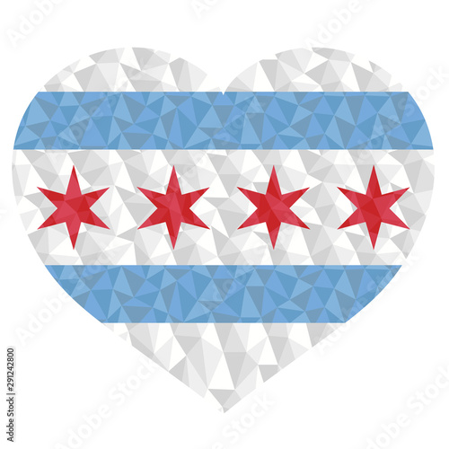 Chicago flag heart form low poly