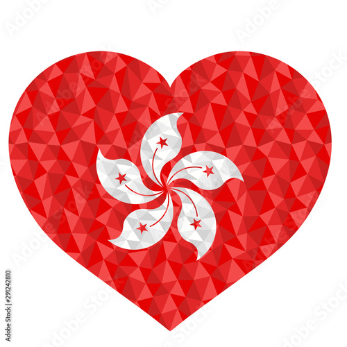 Hong Kong low poly flag heart form photo