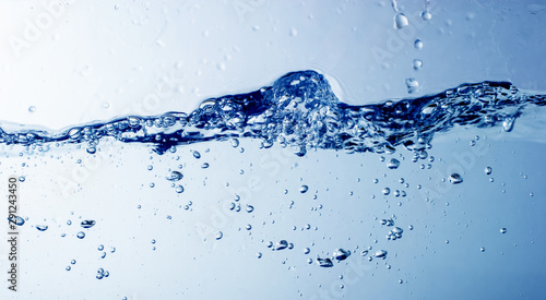 Water and bubbles on the blue water background